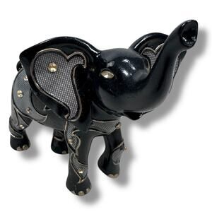 Hamilton Collection Power of Citrine Elephant Figurine Black Faux Gemstones READ